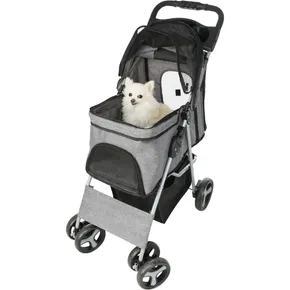 Hundekinderwagen BUGGY, schnell zusammenklappbar, 47 x 100 x 80 cm, Belastbarkeit bis 15 kg, grau